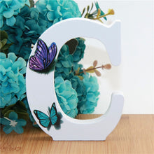 Load image into Gallery viewer, 1pc 10X10cm Hand Made Animals Shape Wedding Butterfly Wooden Letters Decorative Alphabet Word Letter Name Design Art Crafts DIY