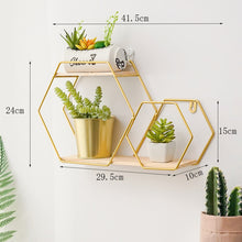 Load image into Gallery viewer, Best Wooden Gold Storage Racks Hanging Decor Storage Box Flower Pot House Storage Rack Wall Book Figurines Display Craft Shelves
