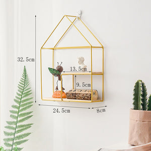 Best Wooden Gold Storage Racks Hanging Decor Storage Box Flower Pot House Storage Rack Wall Book Figurines Display Craft Shelves