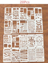 Load image into Gallery viewer, 12/20pcs Bullet Journal Stencil Set Plastic Planner DIY Drawing Template Diary Planner Journal Notebook Diary Scrapbook

