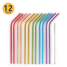 Load image into Gallery viewer, Reusable Rainbow Metal Drinking Straws with Cleaning Brush, Colorful Curved Aluminum Straws for Birthday Presents Party Favors
