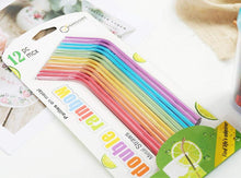 Load image into Gallery viewer, Reusable Rainbow Metal Drinking Straws with Cleaning Brush, Colorful Curved Aluminum Straws for Birthday Presents Party Favors
