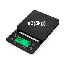 Load image into Gallery viewer, 3kg 5kg/0.1g LCD Digital Weight Coffee Scales Portable Mini Balance Electronic Timer Kitchen Coffee Food Scale Black Brown
