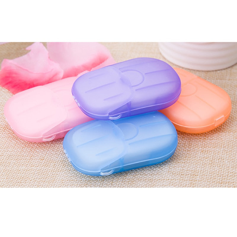 20Pcs Disposable Portable Travel Soap Paper Washing Hand Bath Clean Scented Slice Sheets Outdoor Mini Travel Soap Paper 6x4cm