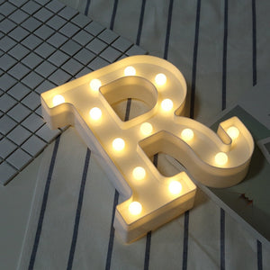 White Plastic Letter LED Night Light Marquee Sign Alphabet Lights Lamp Home Club Outdoor Indoor Party Wedding Home Decoration