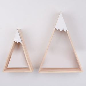 2pcs/set Nordic Style For Baby Room On Wall Wood Snow Mountain Shelf For Kids Room Decorative JJJSN11451