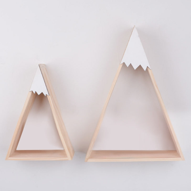 2pcs/set Nordic Style For Baby Room On Wall Wood Snow Mountain Shelf For Kids Room Decorative JJJSN11451